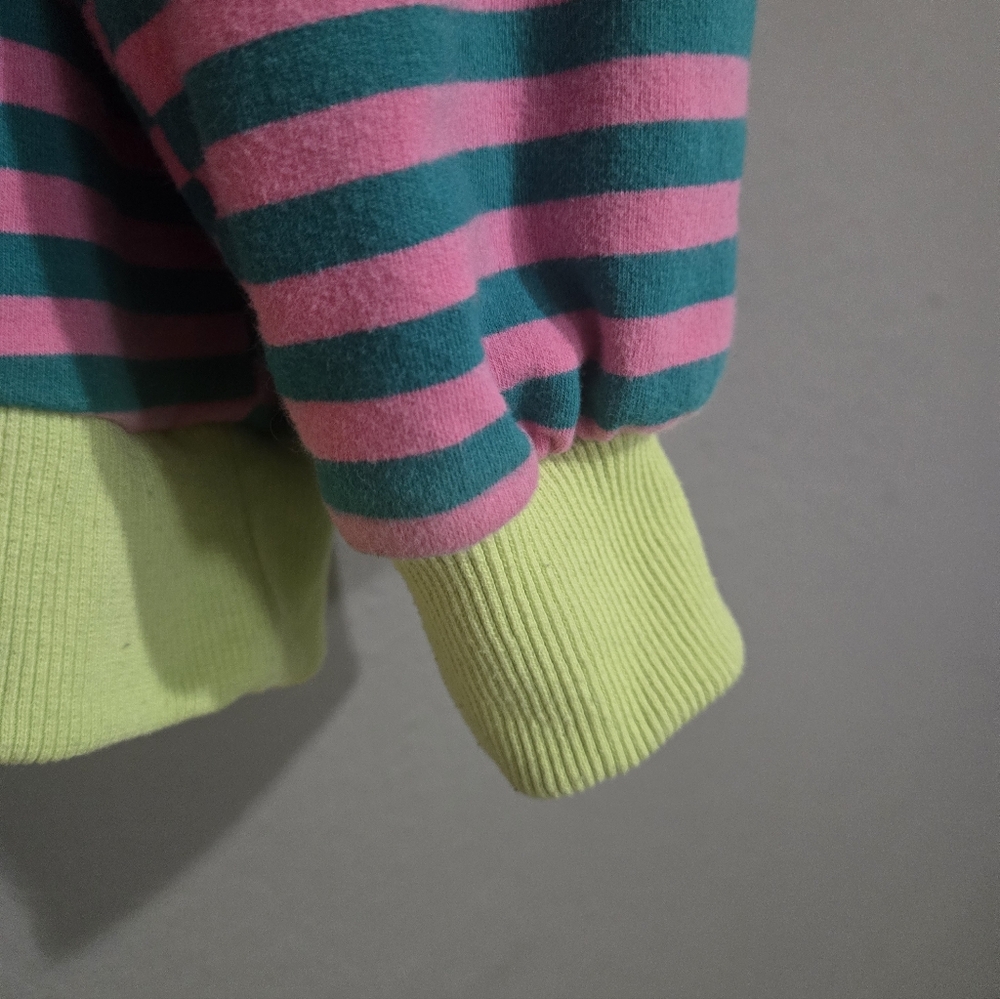 Pink & Green Striped Color Block Sweater Size Medium - Picture 7 of 16